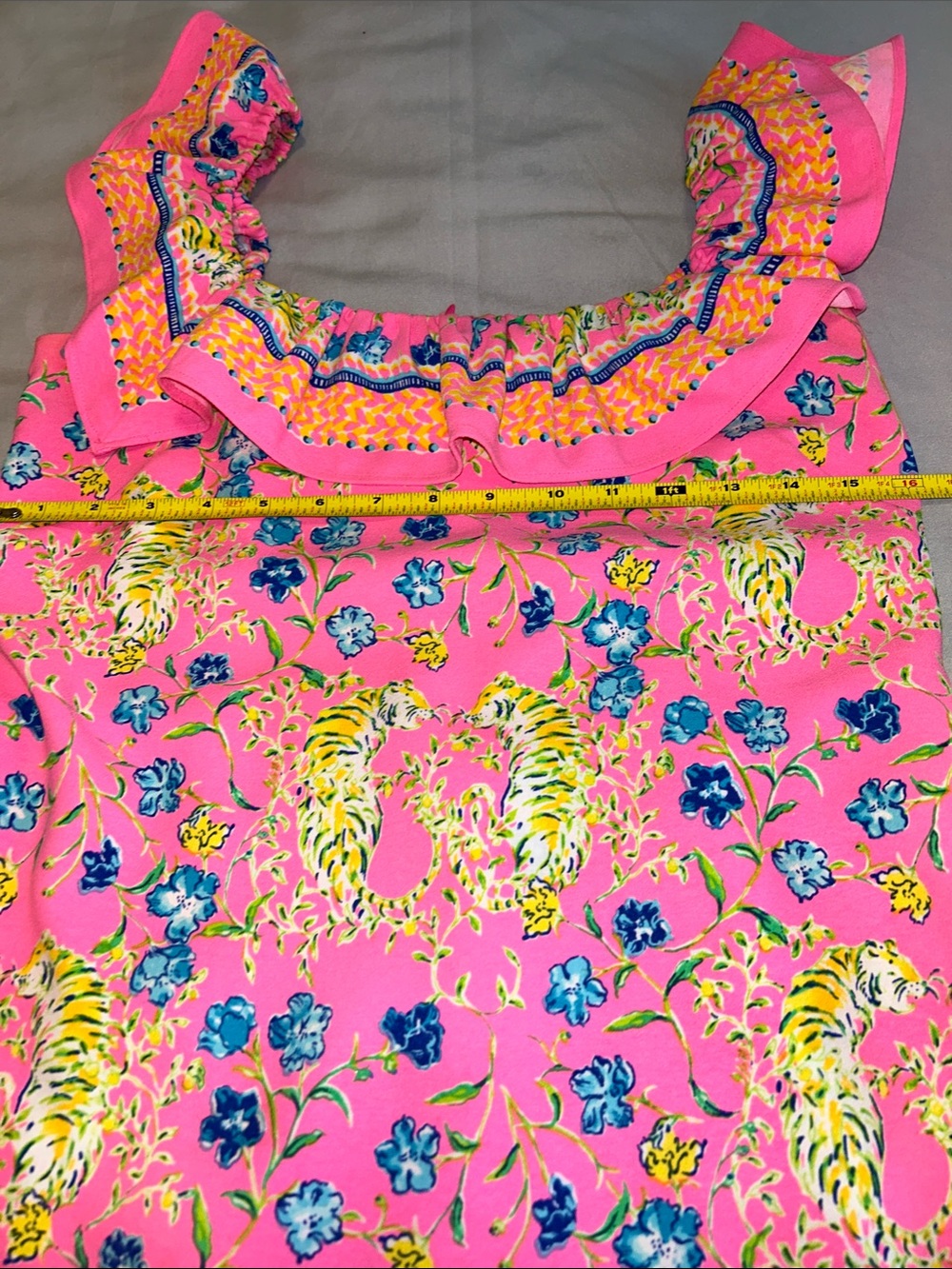 Lilly Pulitzer Zoya Romper Prosecco Pink Tigress Garden Ruffle Size 4 - Picture 6 of 11
